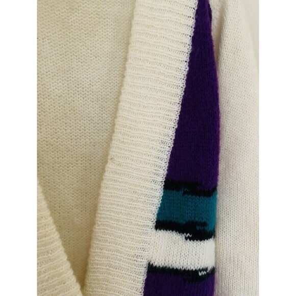 Vintage 90s Penrose Crossover Oversized Color block Acrylic  Cardigan Sz M / L - Picture 4 of 5